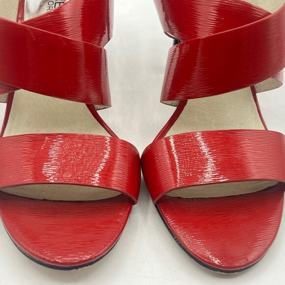 Michael Kors Size 7.5 Joselle Patent Leather Red Slingback Open Toe Heels - Picture 4 of 9